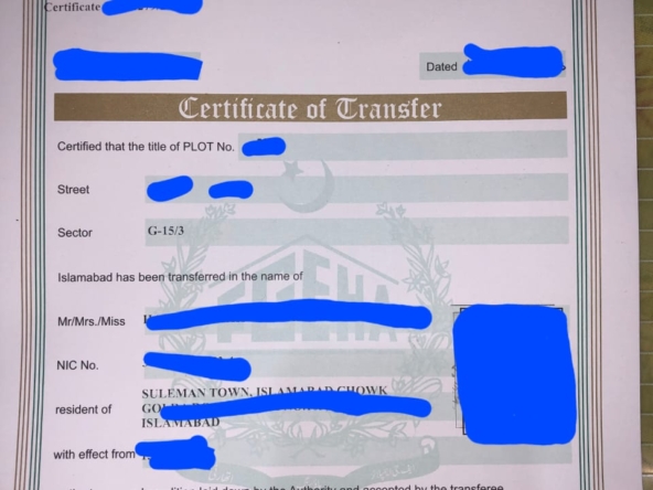 5 Marla for sale in G-15/3 FGEHA Islamabad